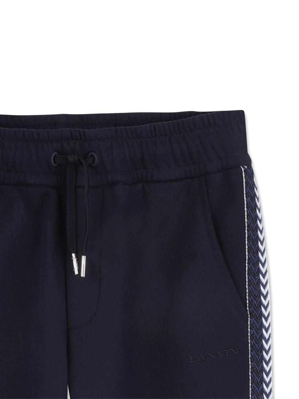 Pantaloni sportivi per bambino Lanvin Enfant blu navy con righe laterali N30372 855 LANVIN KIDS