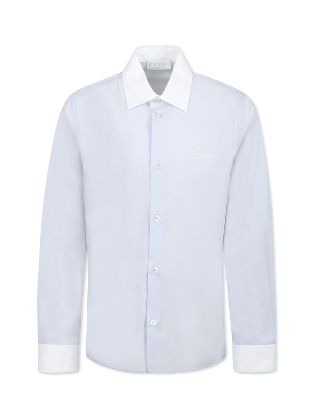 Camicia per bambino Gucci Kids azzurro con colletto a contrasto 805611 XWA3N 4052 GUCCI KIDS