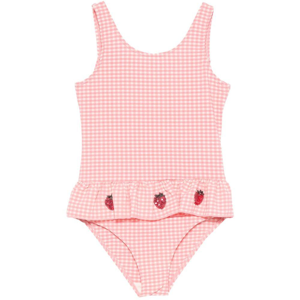 Costume intero per bambina Konges Sløjd rosa con decorazione fragole KS104790 PINK KONGES SLOJD KIDS