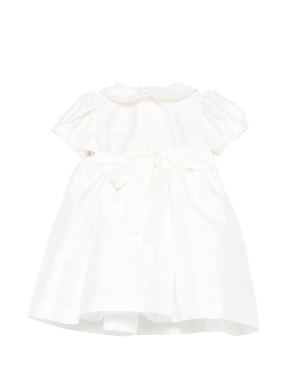 Abito per neonata Mariella Ferrari bianco con dettagli ricamati ATA1 070 MARIELLA FERRARI KIDS