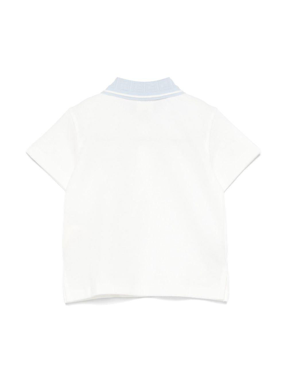 Polo baby per neonato Fendi Kids bianco con orlo dritto BMI257 AVP F1RAX FENDI KIDS