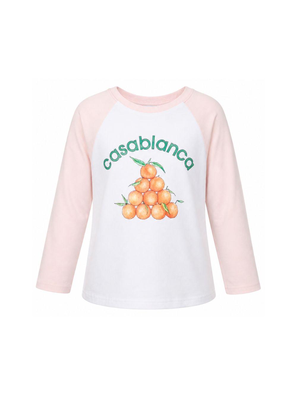 T-shirt per bambina Casablanca Kids bianca e rosa con stampa grafica KPF26JTS09901 PINK WHITE CASABLANCA KIDS