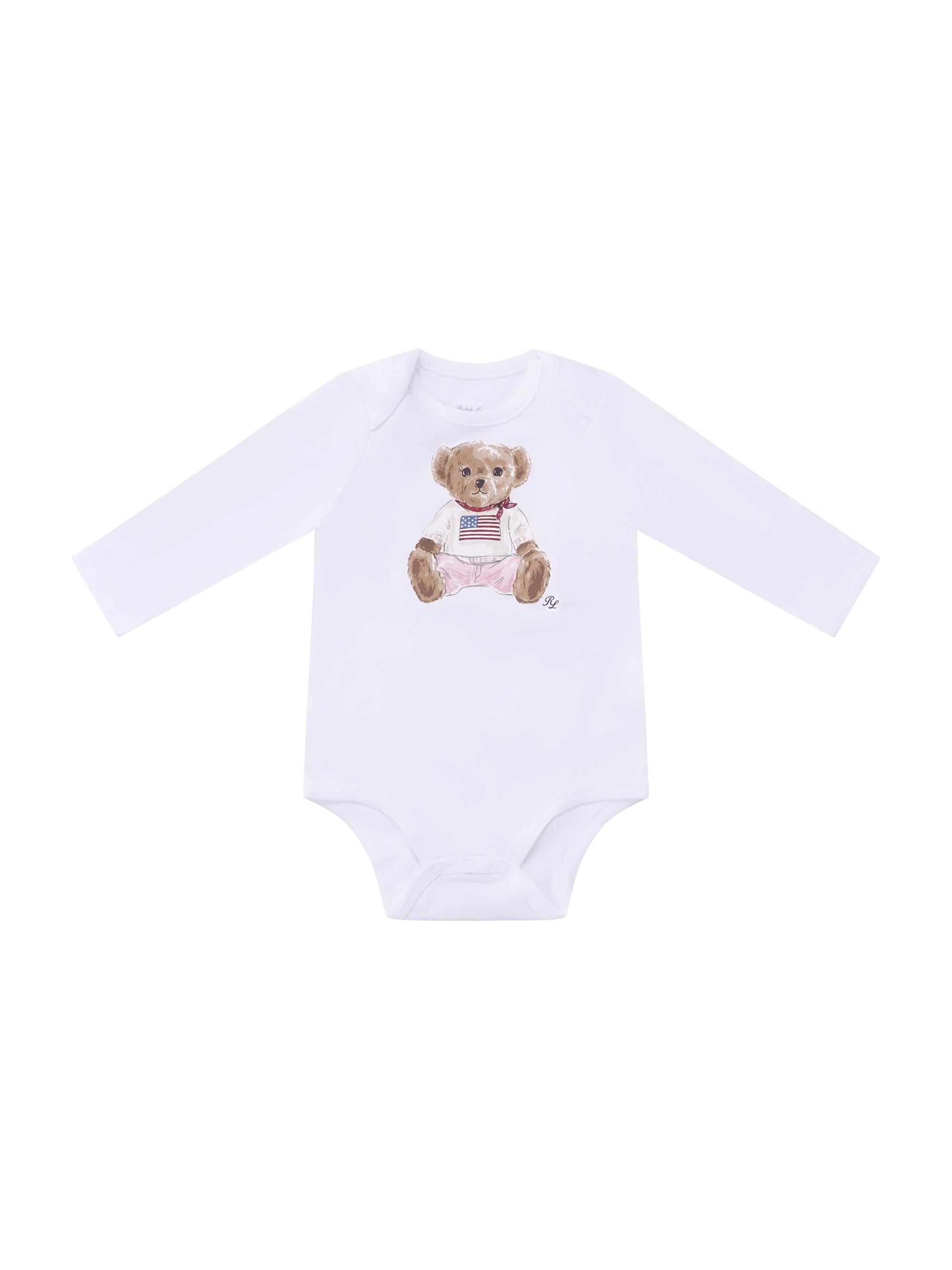 Set tutina cappellino e bavaglino per neonato Polo Ralph Lauren Kids bianco con motivo Polo Bear 310981226 001 Ralph Lauren kids