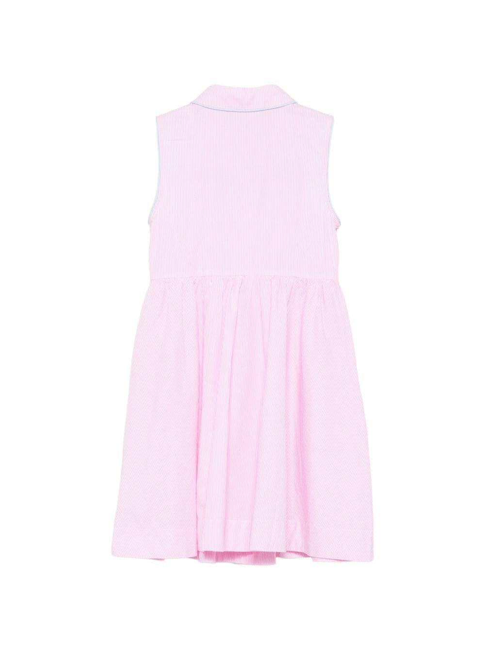 Abito per bambina MC2 Saint Barth Kids bianco e rosa con motivo a righe EML0001 03215L MC2 ST. BARTH KIDS