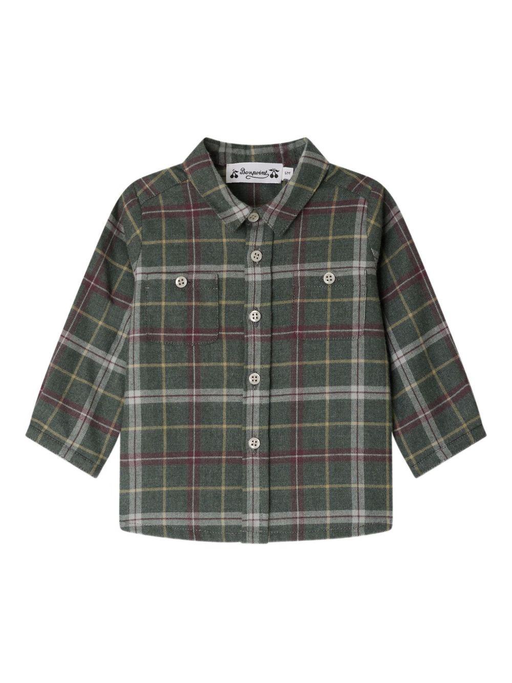 Camicia per neonato Bonpoint verde con motivo a quadri W05YSHW00011 395A BONPOINT