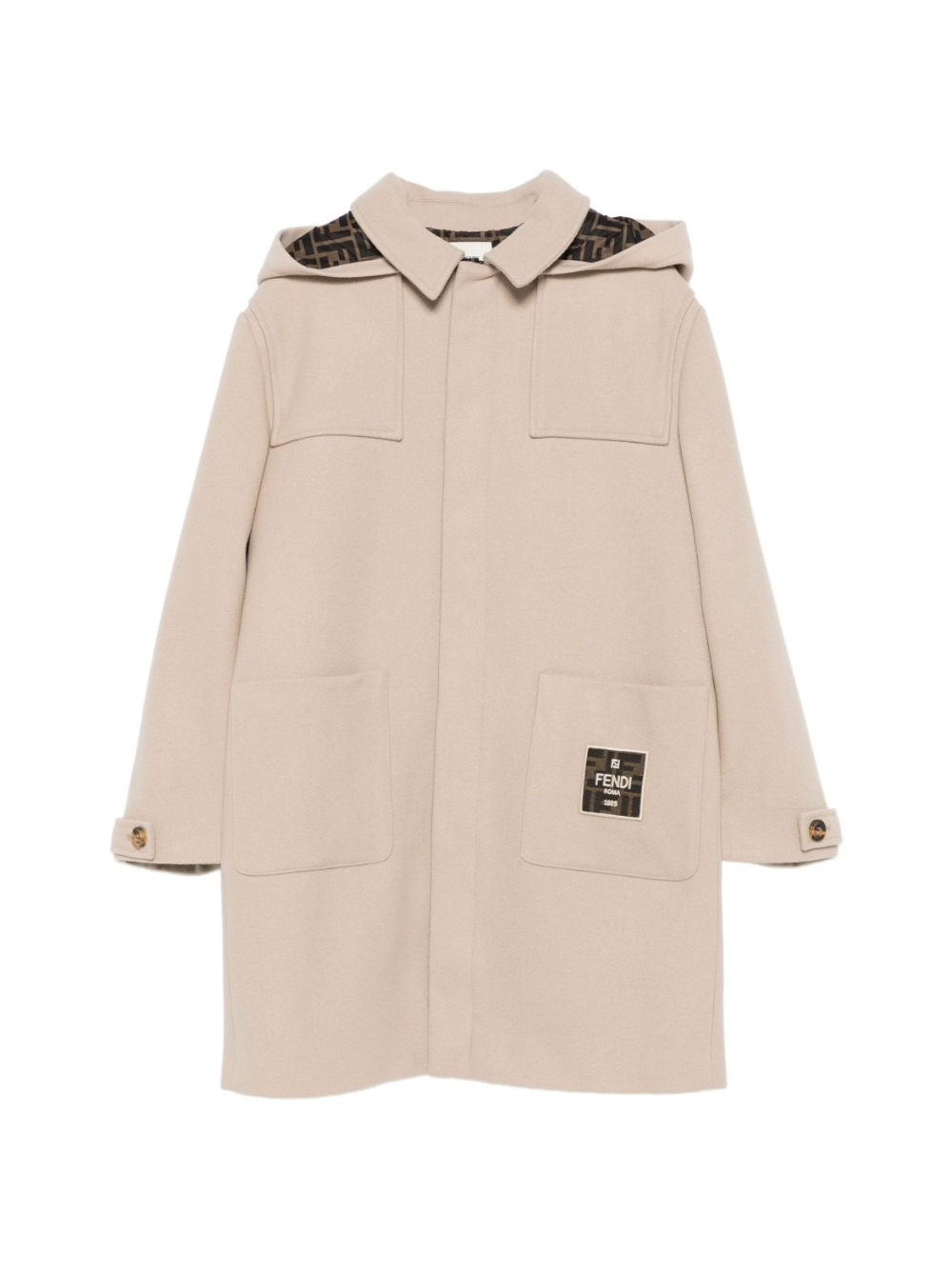 Cappotto per bambino Fendi Kids beige con applicazione con logo JUA244 AUKO F1P2N FENDI KIDS