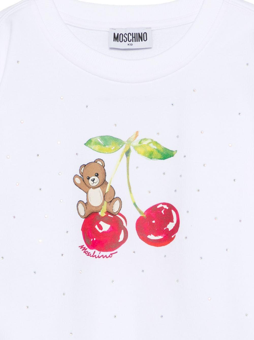 Felpa per bambina Moschino Kids bianca con grafica ciliegia HDF06OLDA25 10101 MOSCHINO KIDS