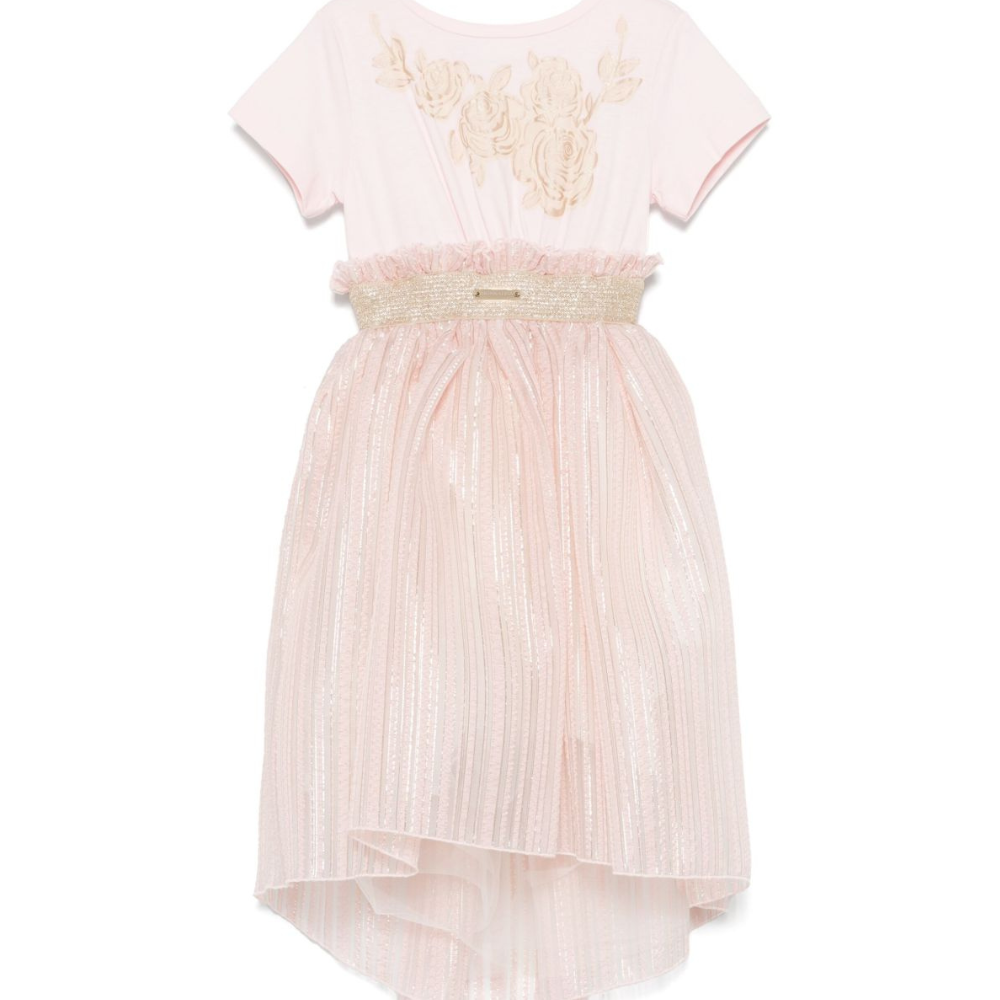 Abito per bambina Monnalisa rosa con dettagli ruches e lurex 71E954RM 5903 9270 MONNALISA KIDS