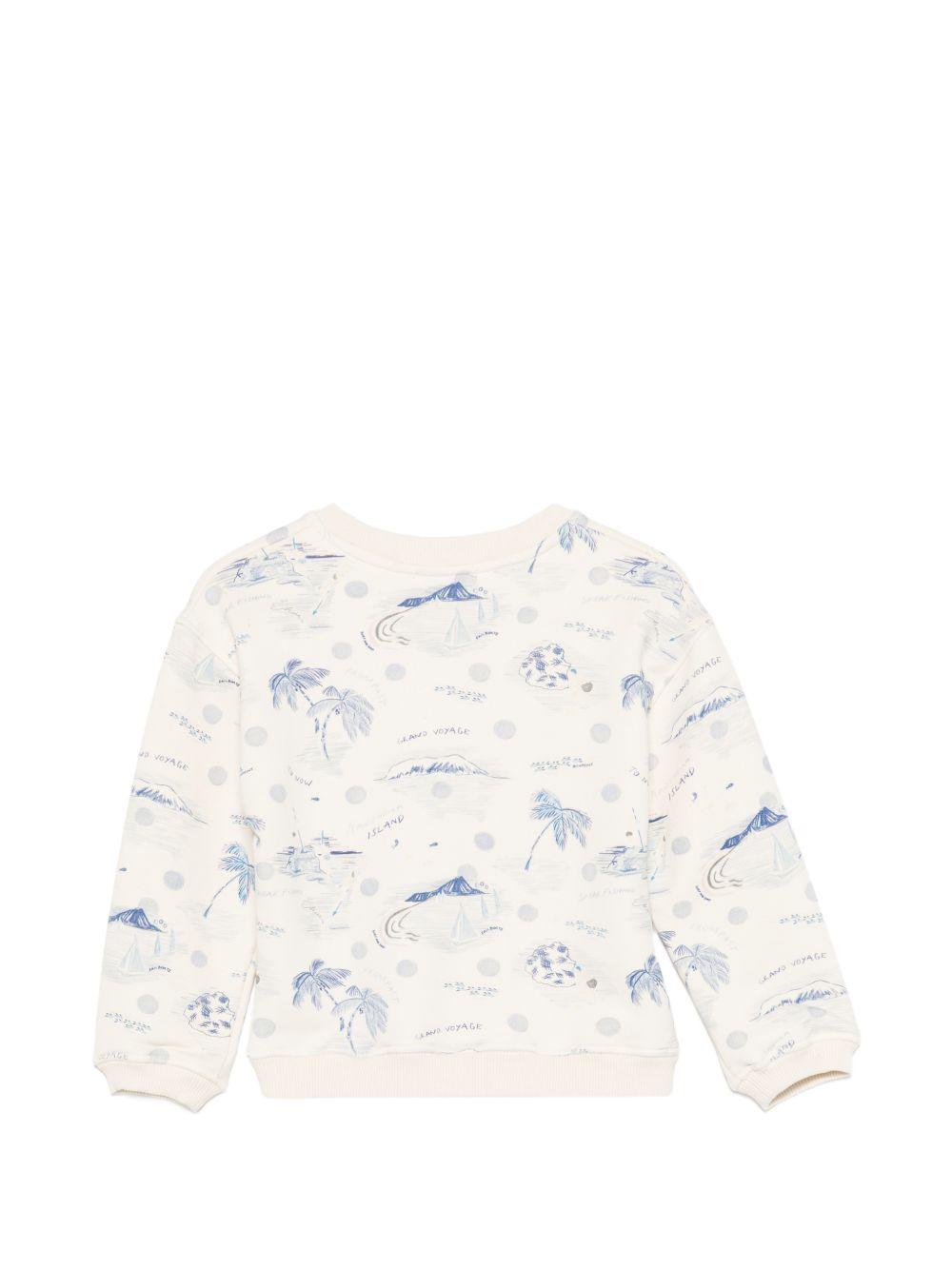 Felpa per bambino Bonpoint bianco con stampa grafica all-over blu S06KSWK00001 615 BONPOINT KIDS