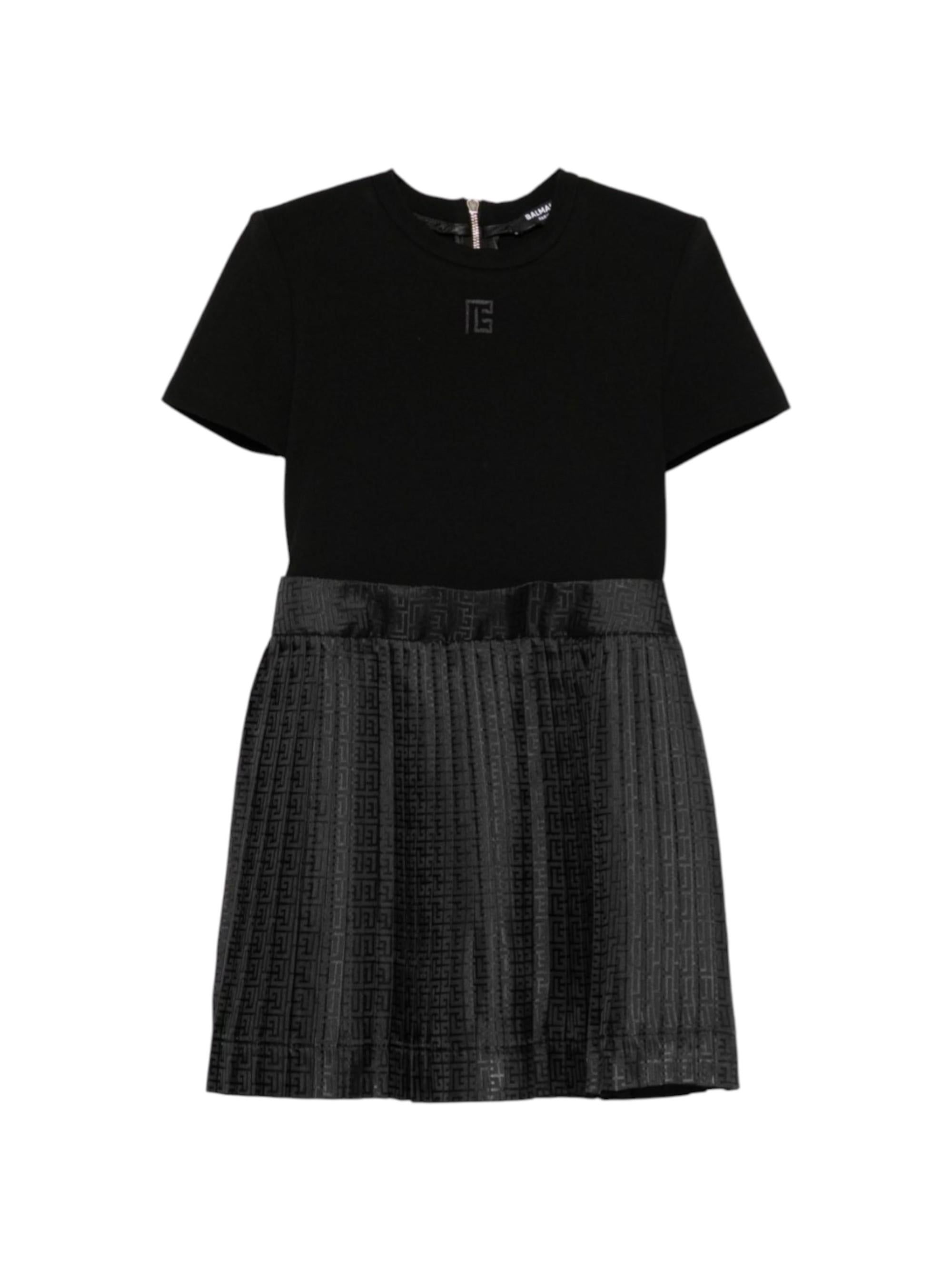 Abito per bambina Balmain Kids nero con logo ricamato BX1D51 S0214 930 BALMAIN KIDS