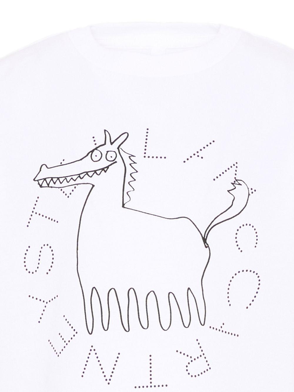 T-shirt per bambino Stella McCartney Kids bianca con stampa grafica sul davanti TZ8P41 Z3931 100 STELLA McCARTNEY KIDS