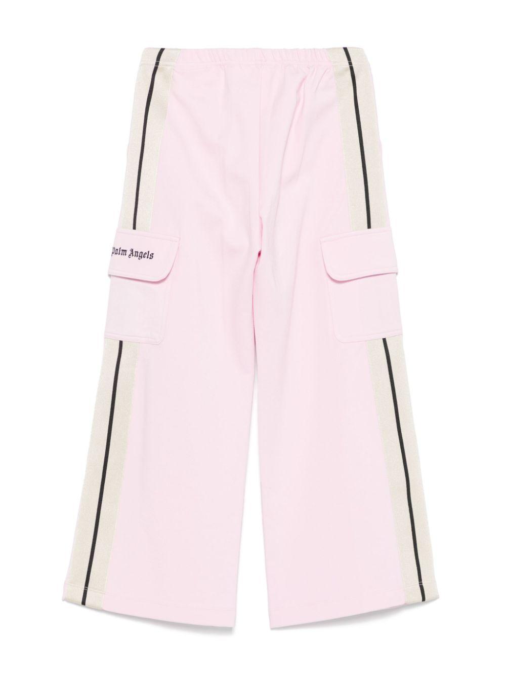 Cargo con tasche laterali per bambina Palm Angels Kids rosa con dettaglio laterale a righe PGCJ011S25FLE001 3B10 PALM ANGELS KIDS