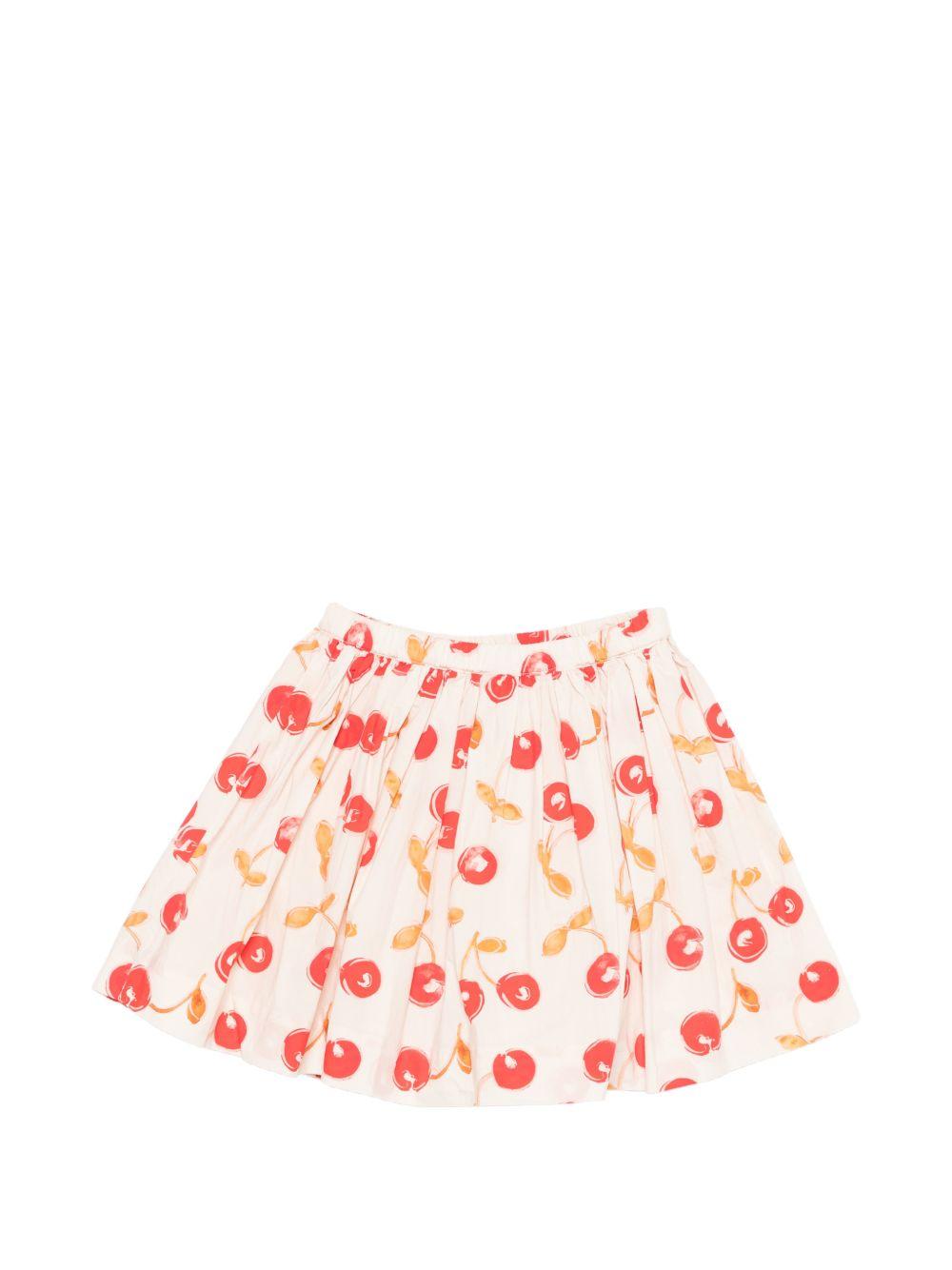 Gonna per bambina Bonpoint beige con stampa ciliegie all-over S06GSKW00010 603A BONPOINT KIDS