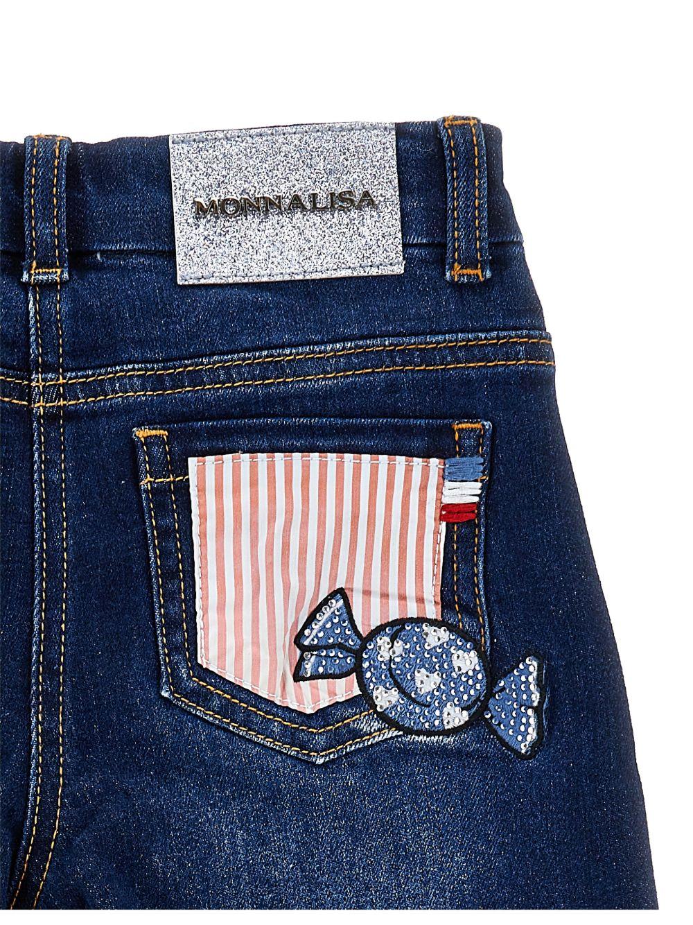 Jeans per bambina Monnalisa x Hello Kitty in denim con applicazione 19G400 7015 0055 MONNALISA