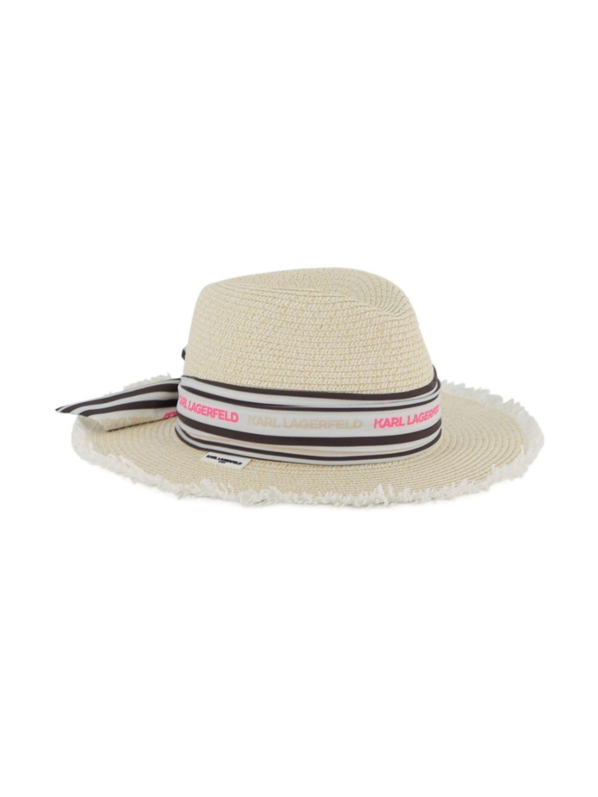 Cappello per bambina Karl Lagerfeld Kids bianco a righe sfilacciato Z31199 Z40 KARL LAGERFELD KIDS