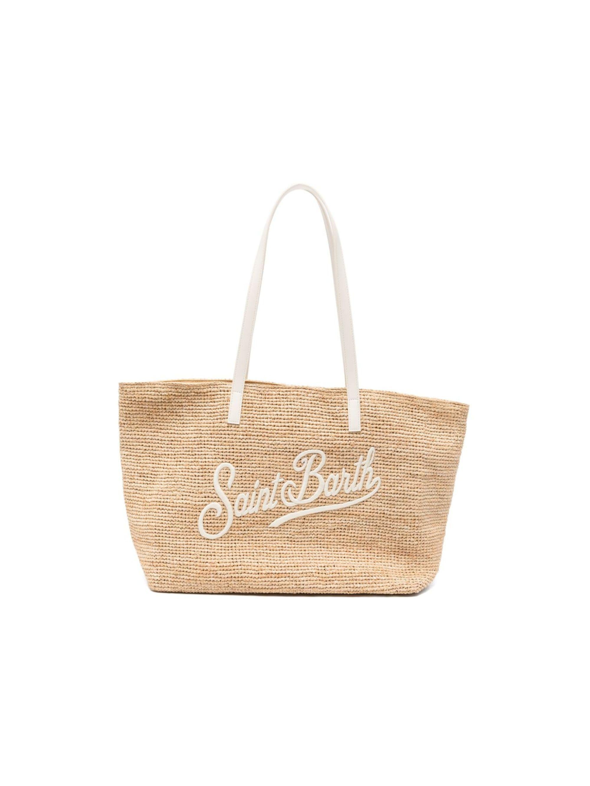 Borsa Rafia City MC2 Saint Barth beige con ricamo logo RAFC001 00200L MC2 ST. BARTH KIDS