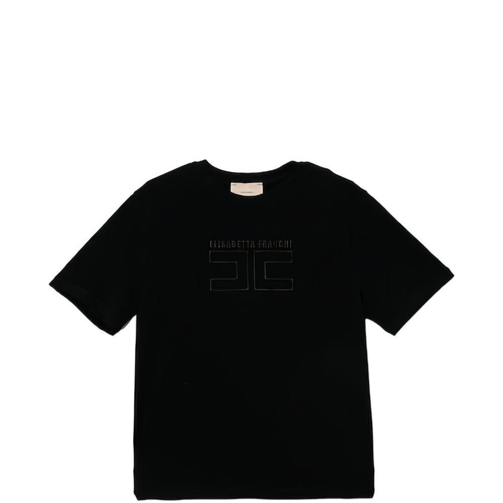 T-shirt per bambina Elisabetta Franchi La Mia Bambina nera con logo sul davanti EFTS2560JE006 N000 ElISABETTA FRANCHI KIDS