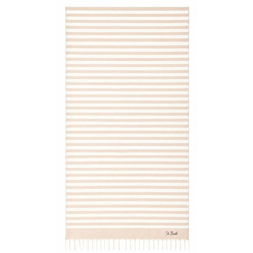 Telo mare MC2 Saint Barth beige e bianco con motivo a righe FOUT012 02753L MC2 ST. BARTH KIDS