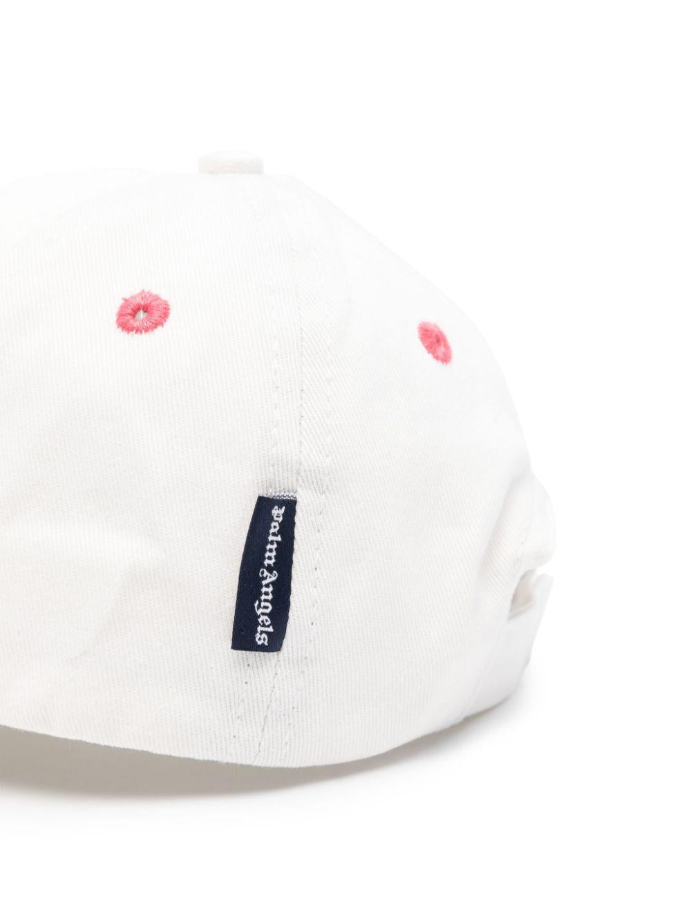 Cappello da baseball con ricamo per bambina Palm Angels Kids bianco con tesa curva PGLB001C99FAB001 0429 PALM ANGELS KIDS
