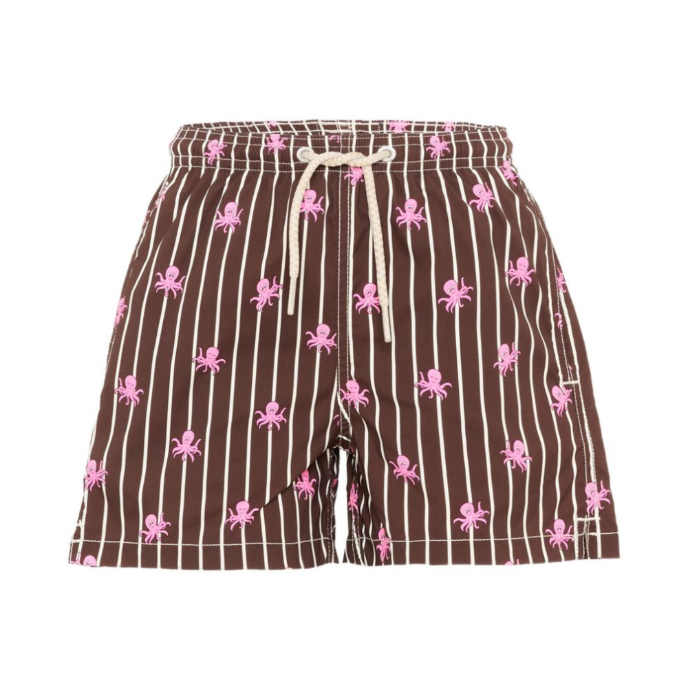Costume per bambino MC2 Saint Barth Kids marrone con stampa grafica polpi all-over JEA0022 02109L MC2 ST. BARTH KIDS