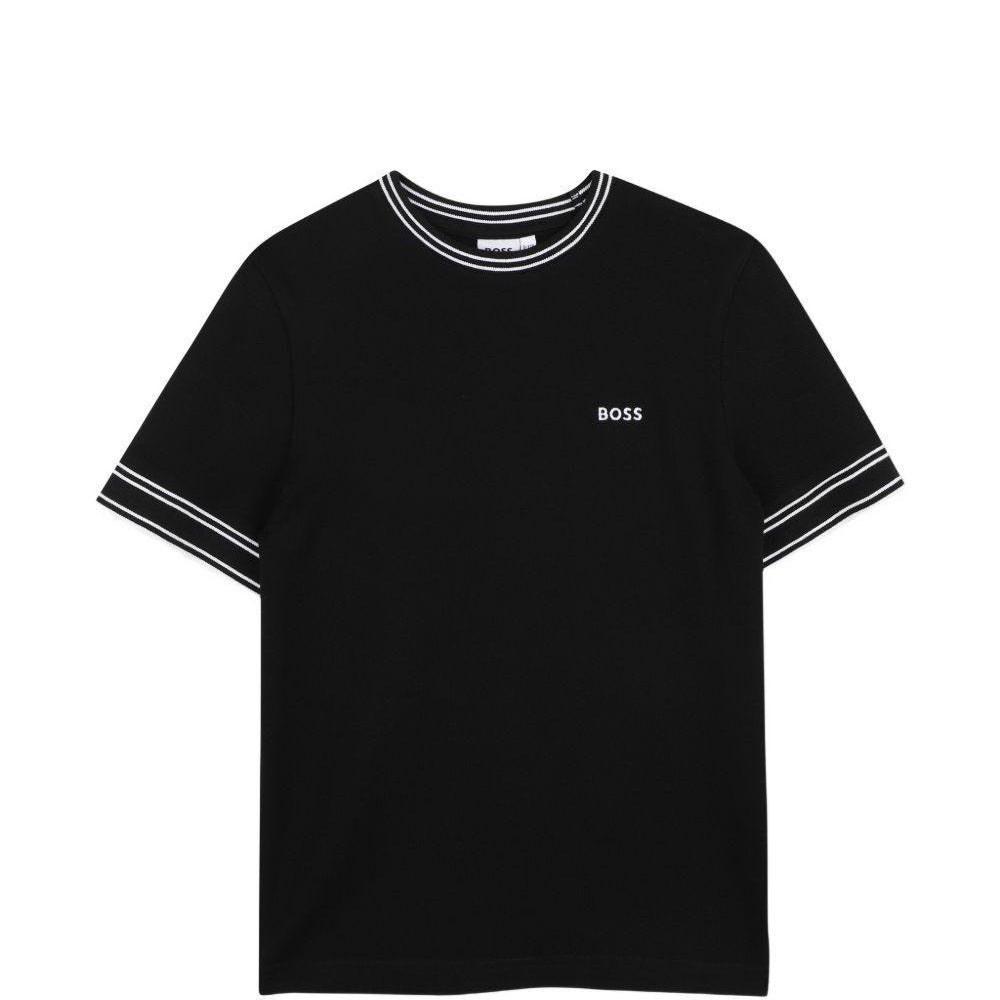 T-shirt per bambino Boss Kids nero con logo sul petto J52981 09B BOSS KIDS