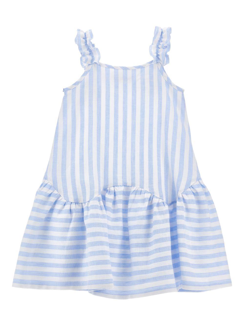 Abito per bambina Monnalisa azzurro con design a righe 11G915 7320 9958 MONNALISA