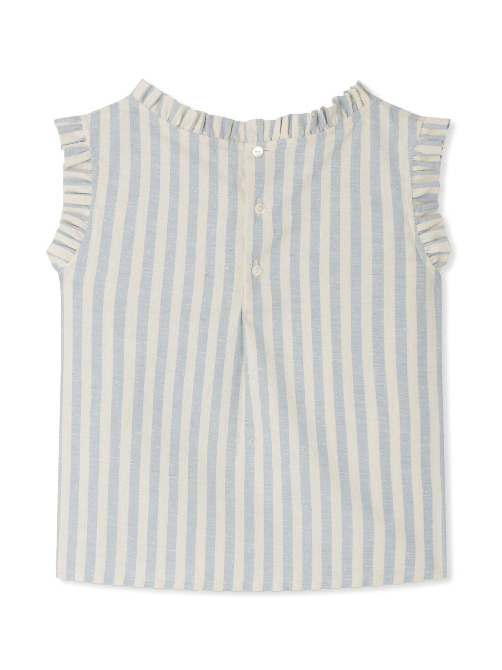Blusa per bambina Bonpoint azzurro con motivo a righe S05GBLW00045 210 BONPOINT