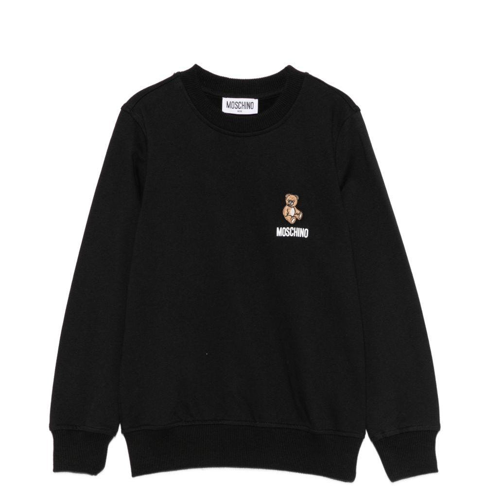 Felpa per bambini Moschino Kids nera con ricamo Teddy bear HUF0A9LCA40 60100 MOSCHINO KIDS