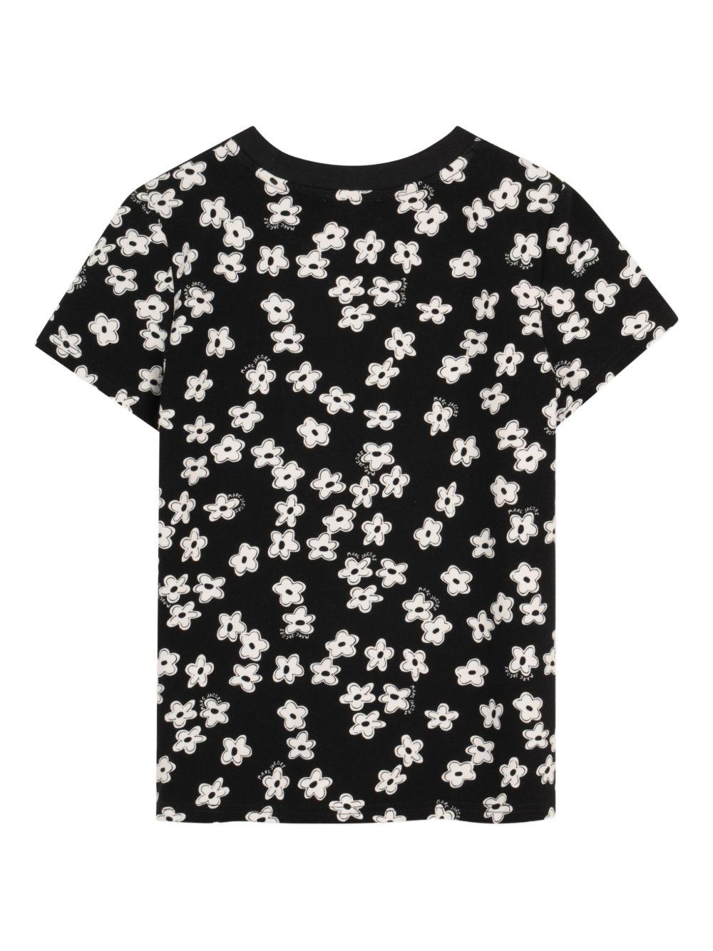 T-shirt per bambina The Marc Jacobs Kids nero con stampa a fiori all-over W60738 09B THE MARC JACOBS KIDS