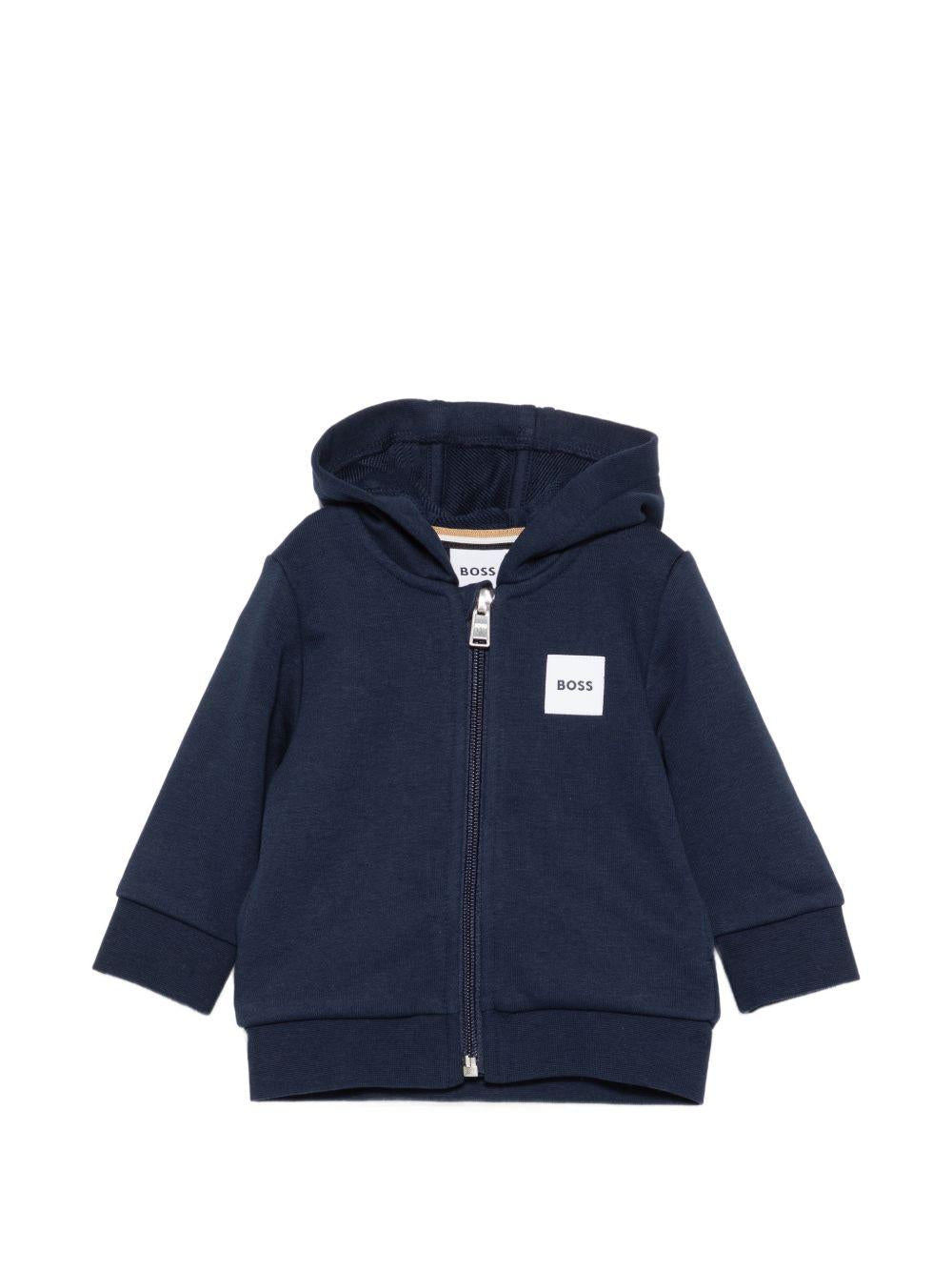 Felpa per neonato Boss Kids blu scuro con zip e cappuccio J52866 849 BOSS KIDS