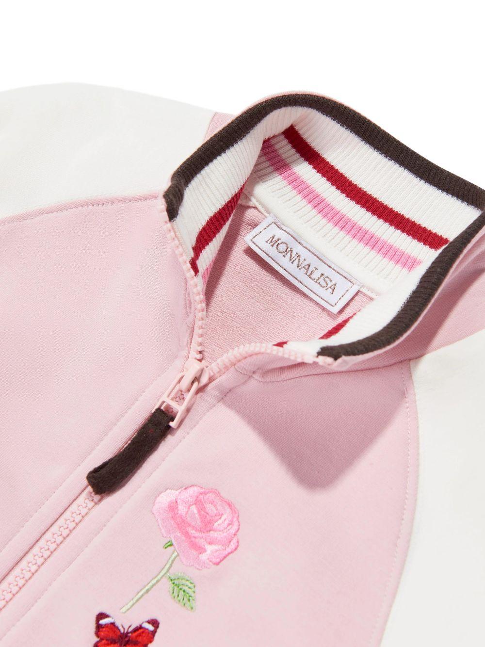 Felpa per bambina Monnalisa Kids rosa con ricamo a fiori sul davanti 19H801 8006 094F MONNALISA KIDS