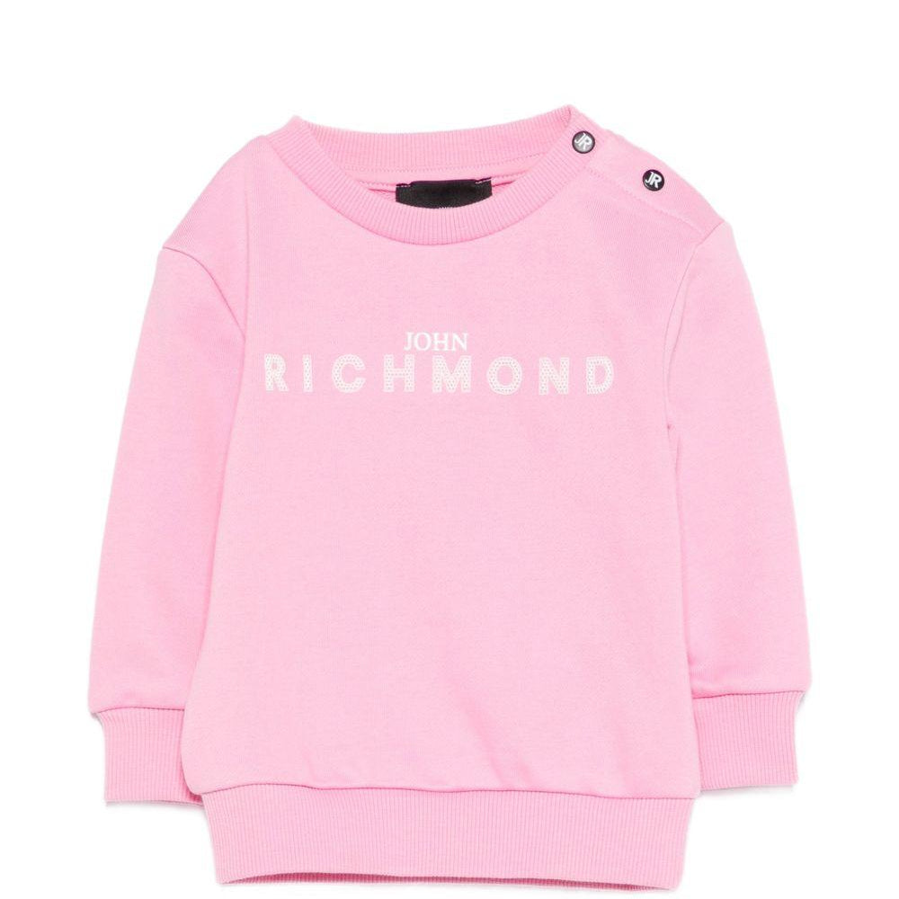 Felpa per neonata John Richmond Junior rosa con dettaglio logo RIP26036FE PINK BEGONIA JOHN RICHMOND KIDS