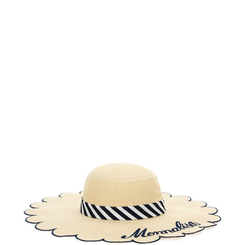 Cappello estivo per bambina Monnalisa beige a righe 19G016 7075 0356 MONNALISA