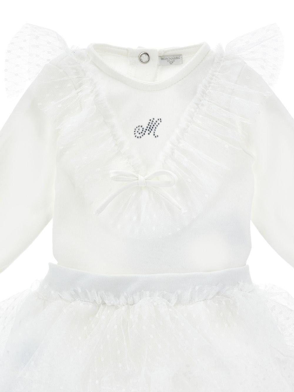 Set t-shirt e gonna per neonata Monnalisa Kids bianco con dettagli con ruches 35H500 8070 0001 MONNALISA KIDS