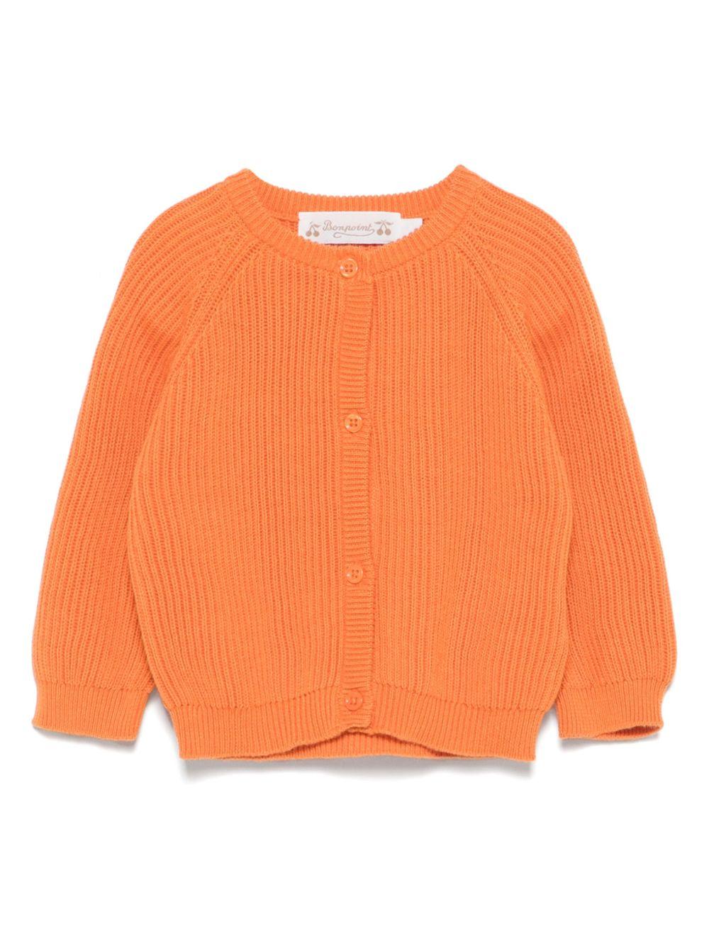 Cardigan Giusto per neonato Bonpoint arancione con girocollo S05OCAK00001 065B BONPOINT
