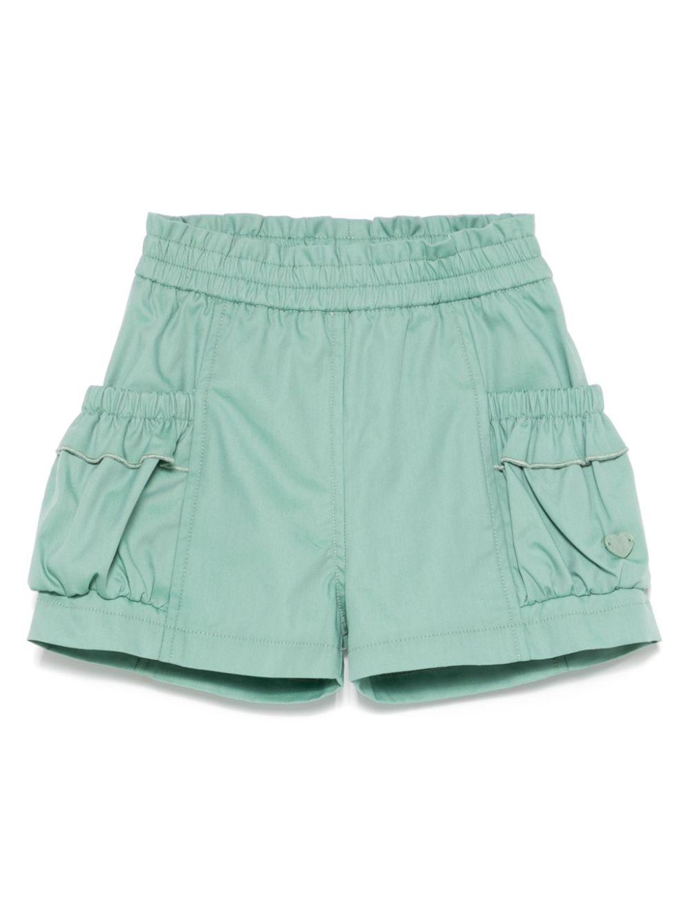 Shorts per bambina Monnalisa verde con logo e tasche laterali 37E403 5301 0024 MONNALISA