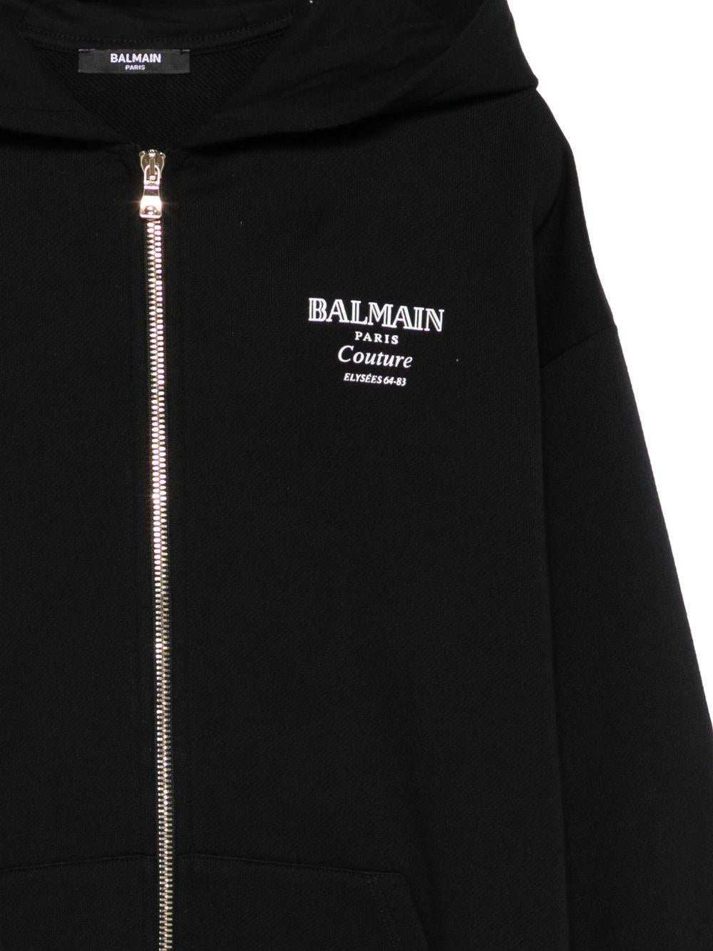 Felpa per bambino Balmain Kids nera con chiusura con zip BX4P50 Z3183 930BC BALMAIN KIDS