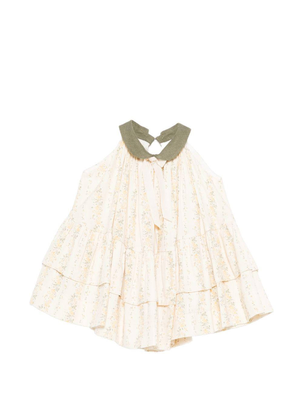 Abito per neonata La Stupenderia beige con design a strati 2TJAB88 T77 LA STUPENDERIA