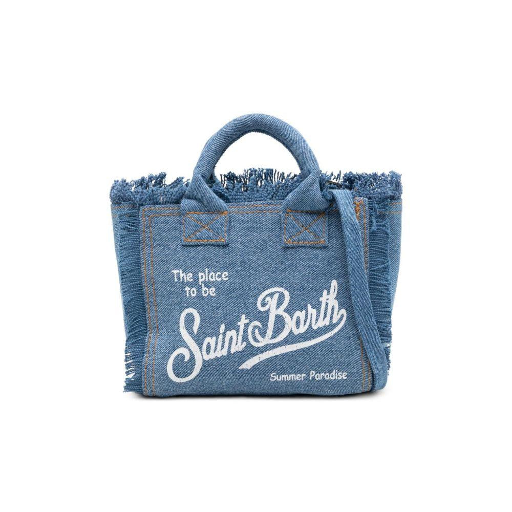 Borsa Vanity Mini MC2 Saint Barth denim con dettaglio frange VAMI001 00009L MC2 ST. BARTH KIDS