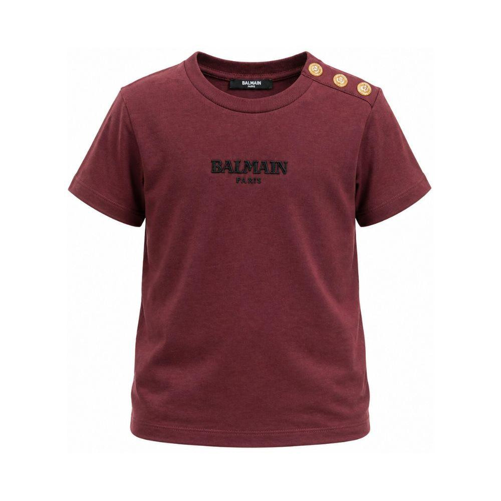 T-shirt per bambini Balmain Kids bordeaux con bottoni sulla spalla BZ8I81 Z3672 530OR BALMAIN KIDS