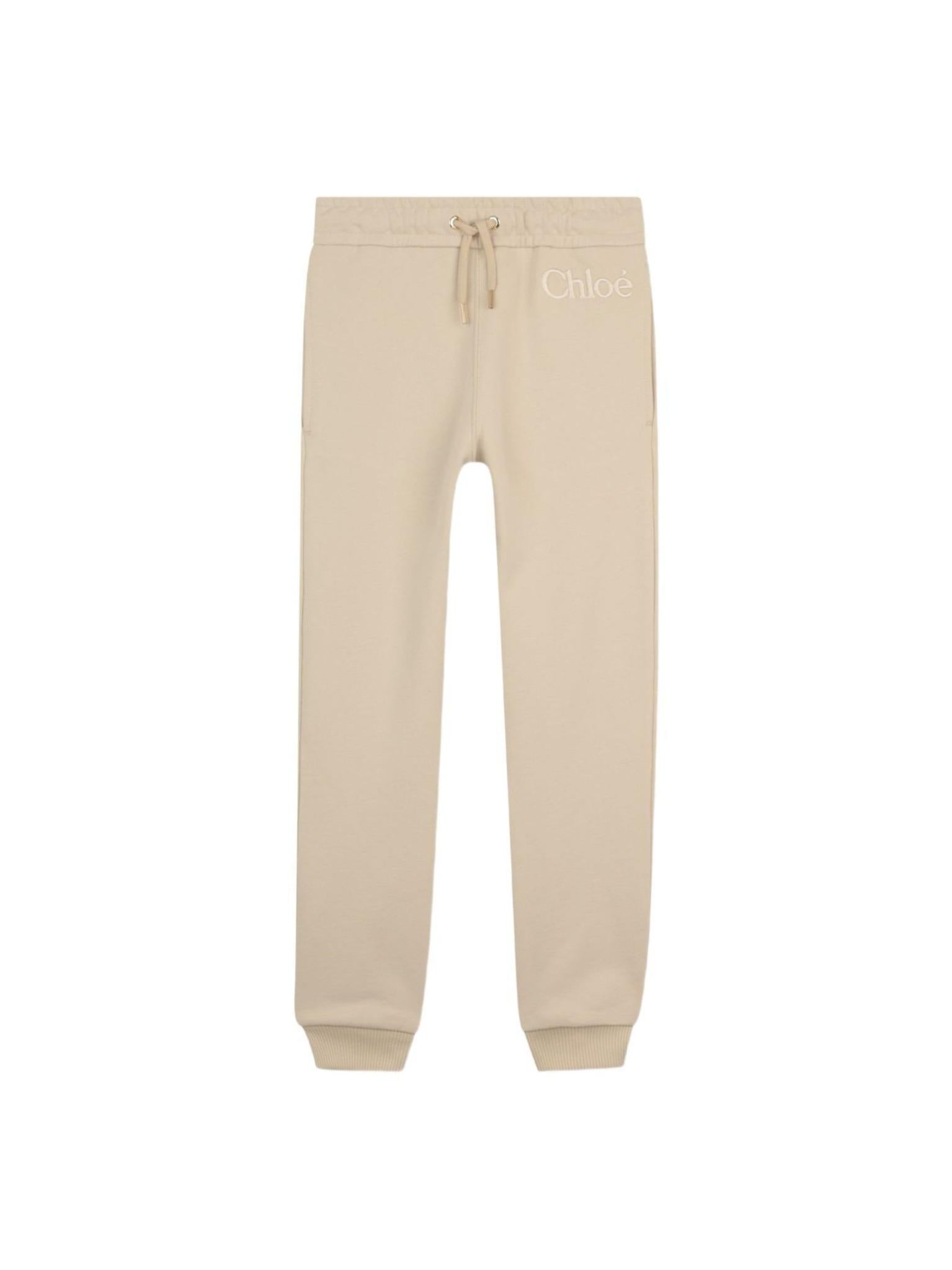 Pantaloni sportivi per bambina Chloé Kids beige con coulisse e logo C20826 72J CHLOE' KIDS