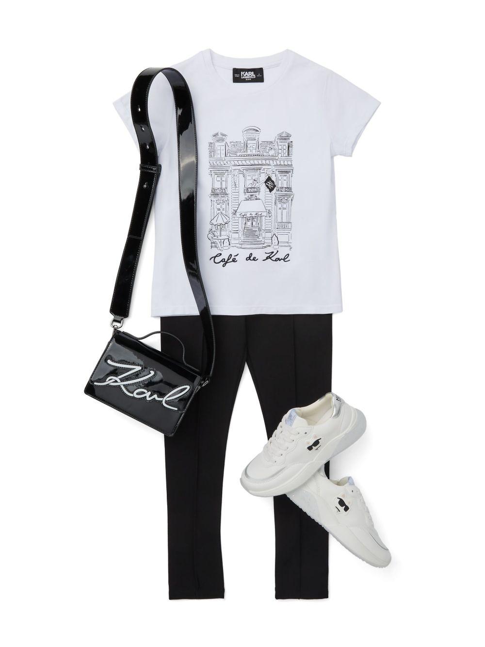 T-shirt per bambino Karl Lagerfeld Kids Karl Café bianco con stampa sul davanti Z30494 10P KARL LAGERFELD KIDS