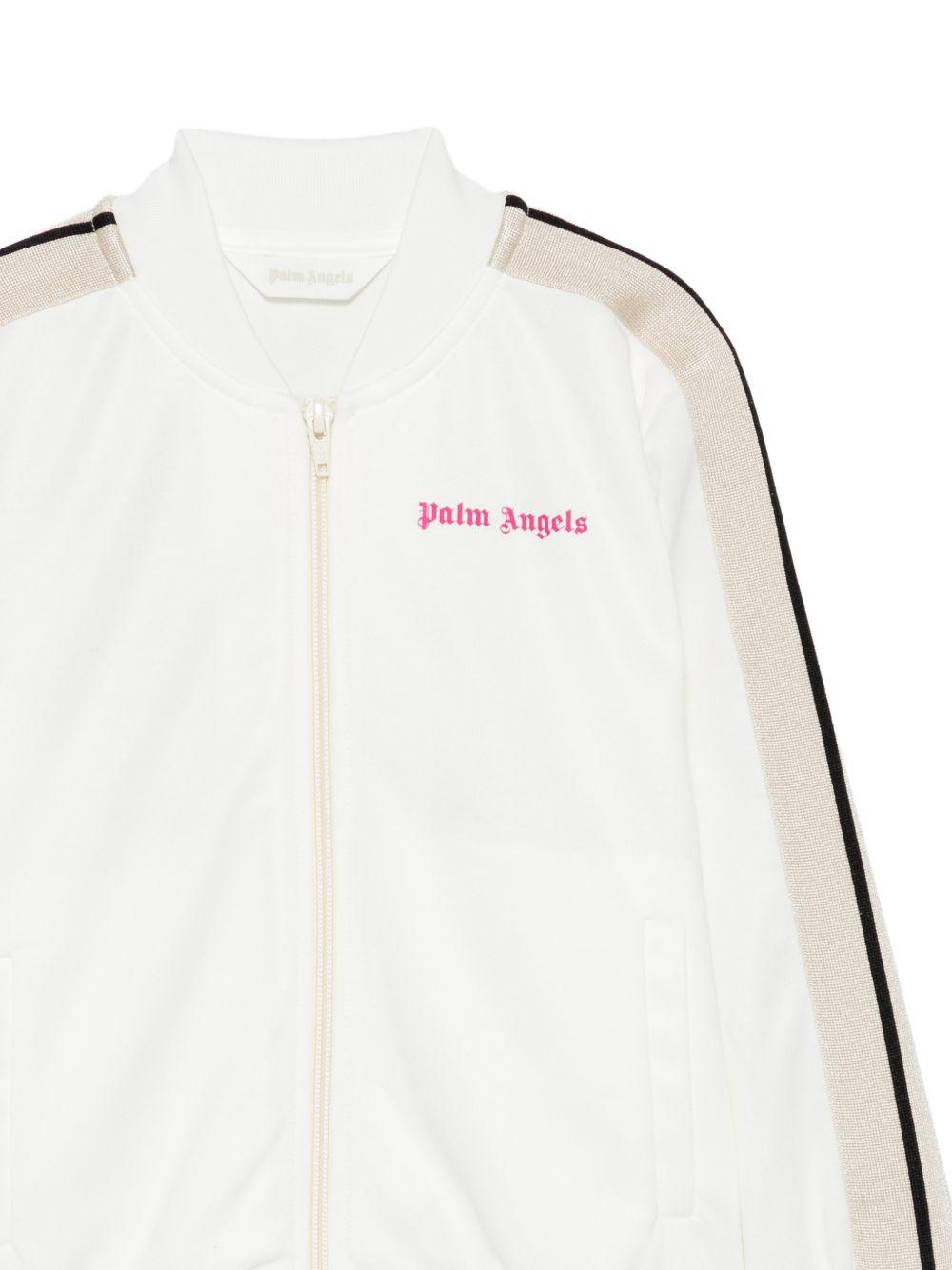 Felpa per bambina Palm Angels Kids bianca con strisce sulle maniche PGBD002S26FAB001 002 PALM ANGELS KIDS