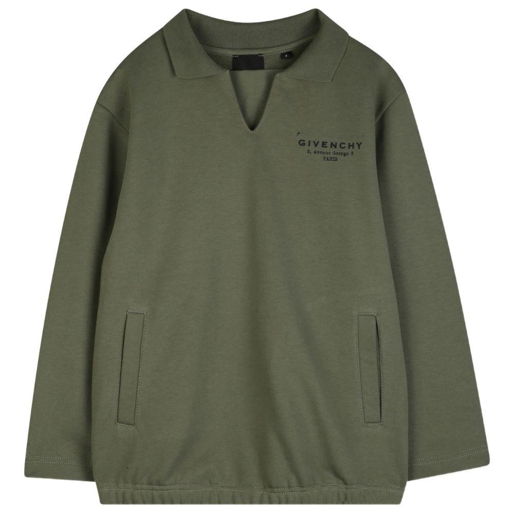 T-shirt per bambino Givenchy Kids verde cachi a maniche lunghe H31096 645 GIVENCHY KIDS