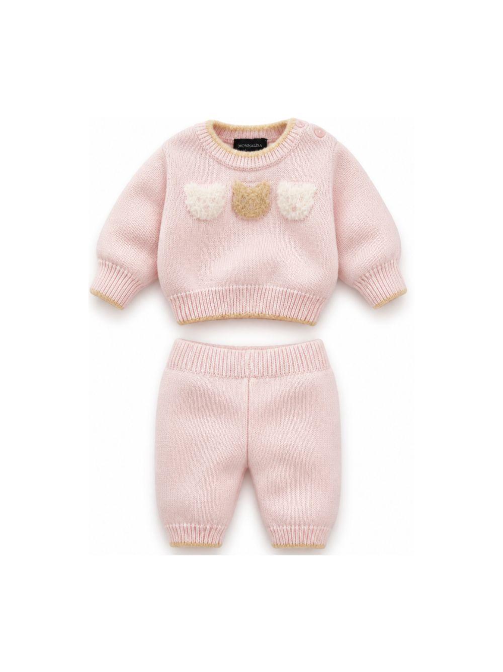 Completo per neonata Monnalisa Kids rosa con ricamo Teddy Bear 22H505 8060 0091 MONNALISA KIDS