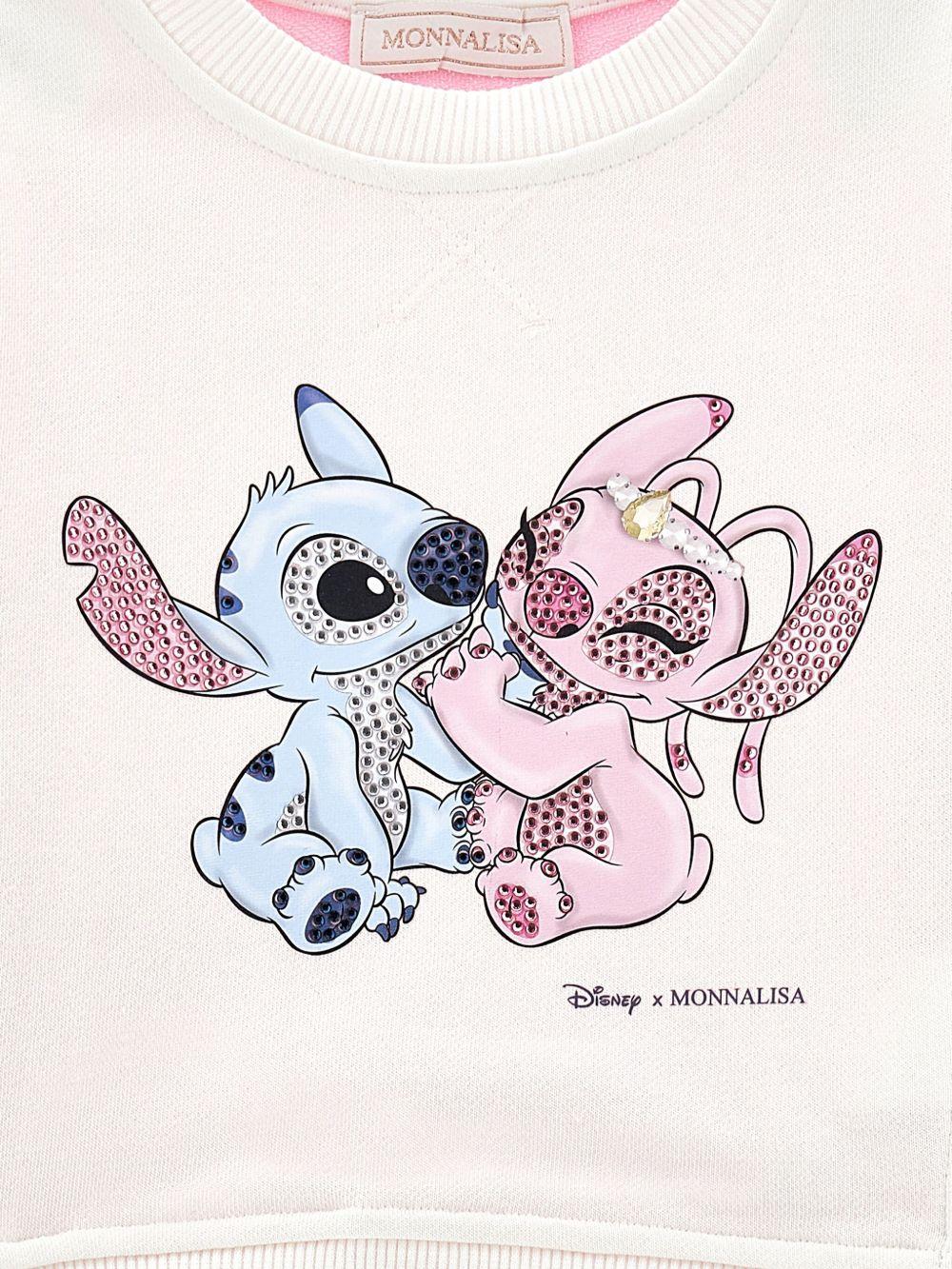 Felpa per bambina Disney x Monnalisa rosa con stampa grafica Stitch 19F606 6011 0190 MONNALISA