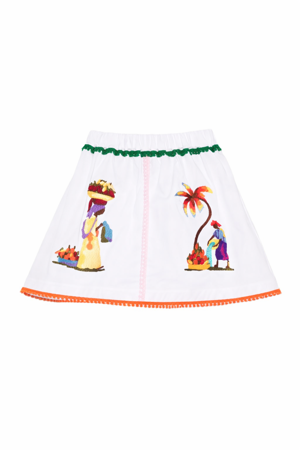 Gonna per bambina Stella Jean Kids bianca con decorazione ricamata SS26SJG624 0001 STELLA JEAN KIDS