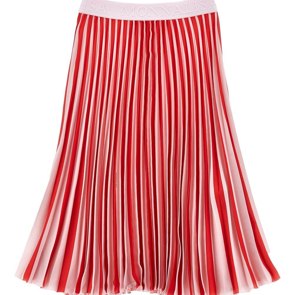 Gonna per bambina Monnalisa rossa plissettata con ricamo logo 71G705 7788 9144 MONNALISA KIDS