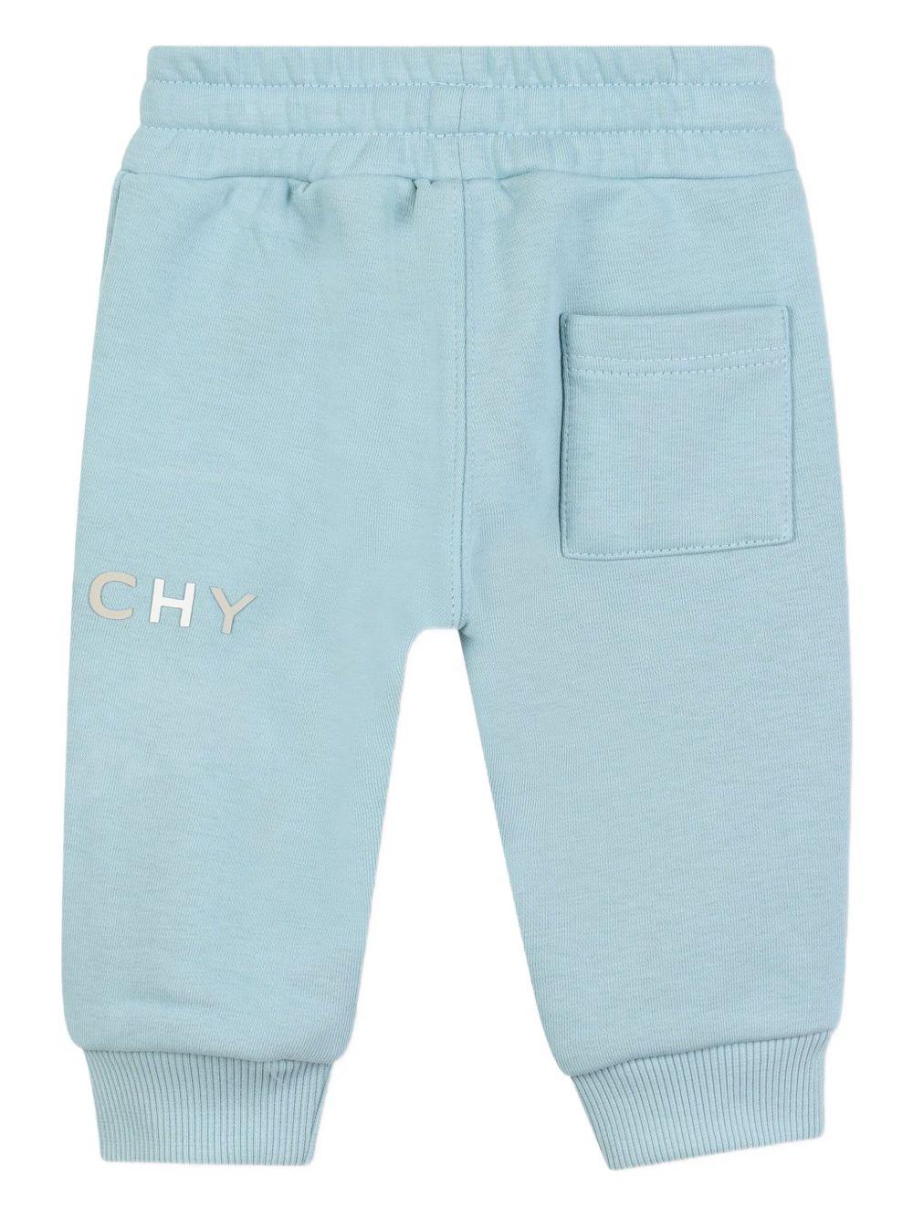 Pantaloni per neonato Givenchy Kids azzurri con stampa del logo H30876 040 GIVENCHY KIDS