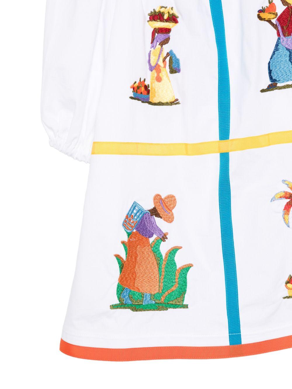 Abito per bambina Stella Jean Kids bianco con decorazione ricamata SS26SJA622 0001 STELLA JEAN KIDS
